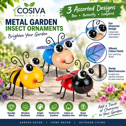 Jumbo 3d metal insect garden ornament pack of 3