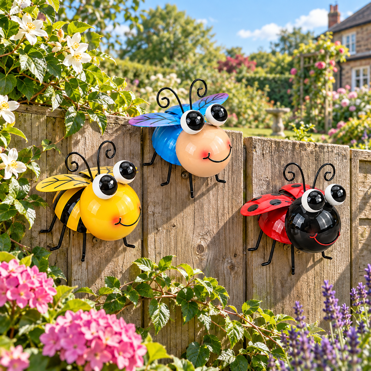 Jumbo 3d metal insect garden ornament pack of 3