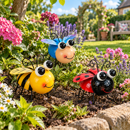Jumbo 3d metal insect garden ornament pack of 3