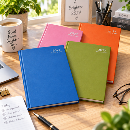 2027 Diary A4 Page a Day Hardback Colours