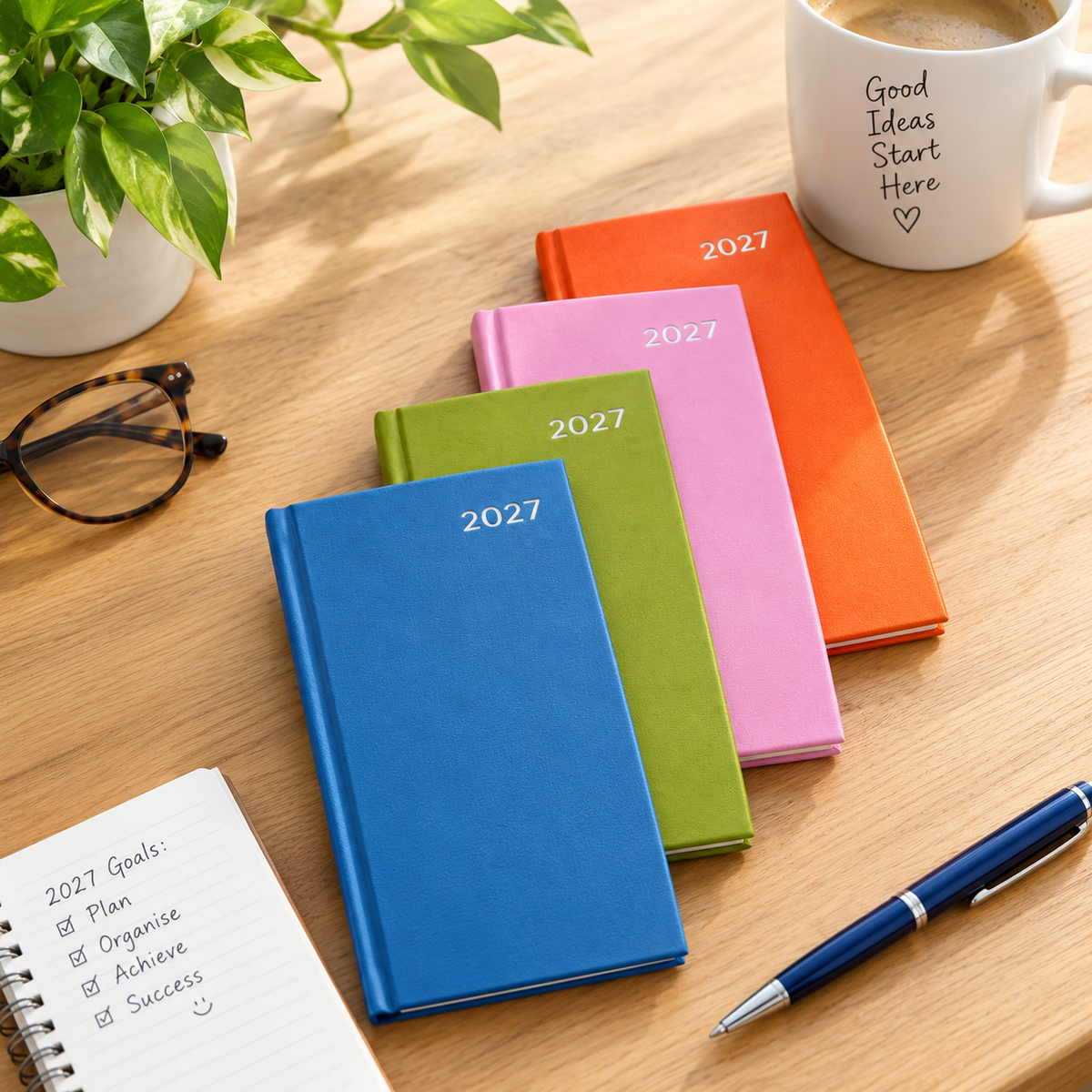2027 Diary Slim Pocket Week To View Hardback Colours