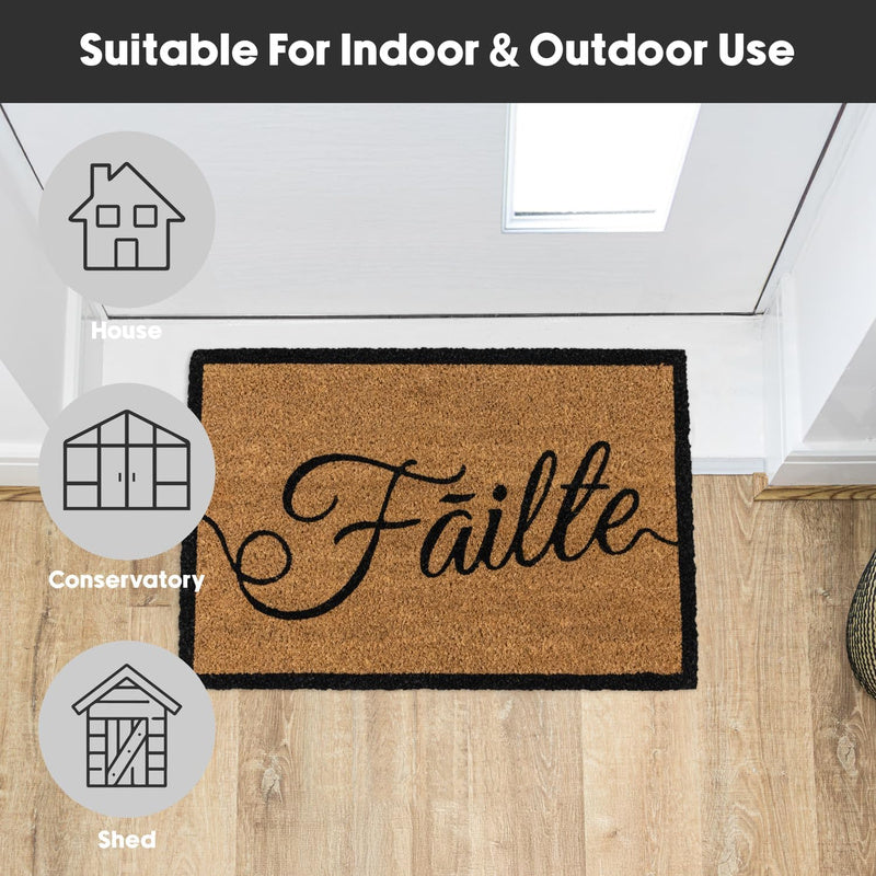 JVL Door Mat Irish Gaelic Failte Coir Natural 40 x 60 cm