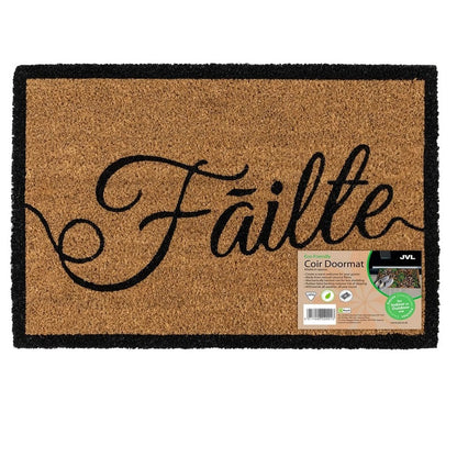 JVL Door Mat Irish Gaelic Failte Coir Natural 40 x 60 cm