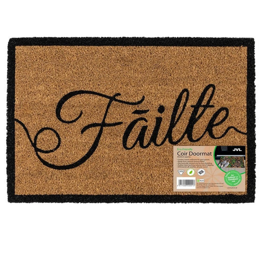 JVL Door Mat Irish Gaelic Failte Coir Natural 40 x 60 cm