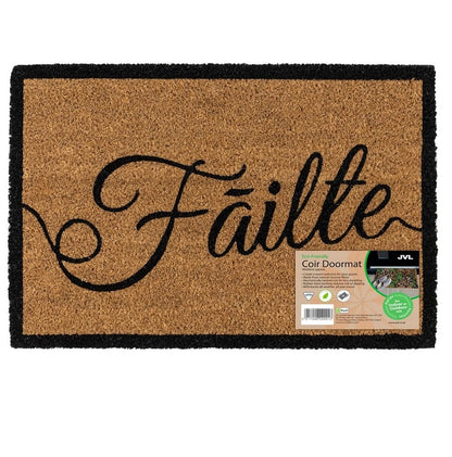 JVL Door Mat Irish Gaelic Failte Coir Natural 40 x 60 cm