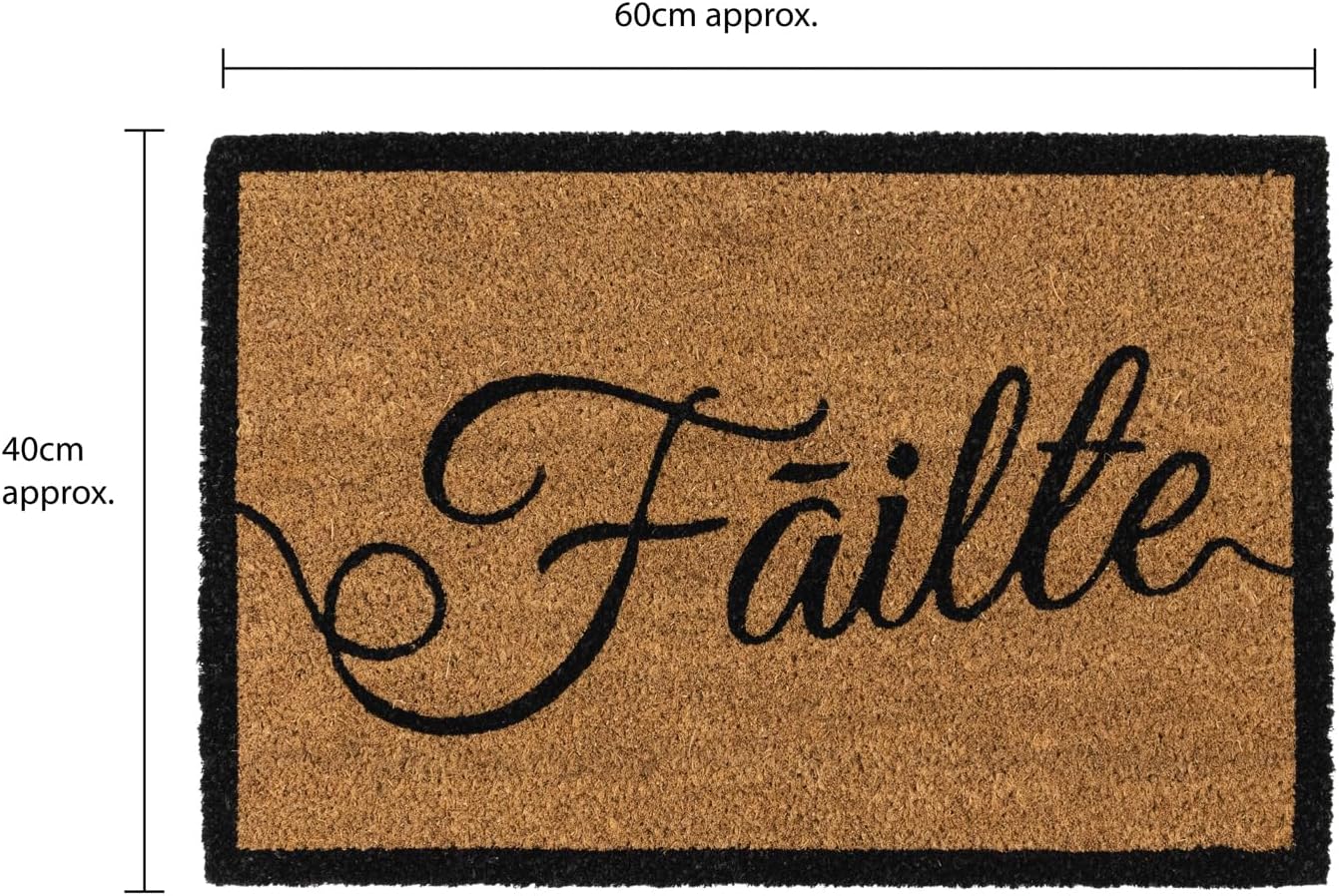 JVL Door Mat Irish Gaelic Failte Coir Natural 40 x 60 cm