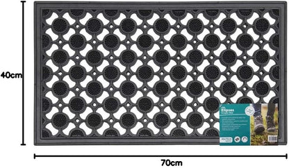 JVL Heavy Duty Rubber Elipse Circles Design Door Mat 40 X 70 Cm