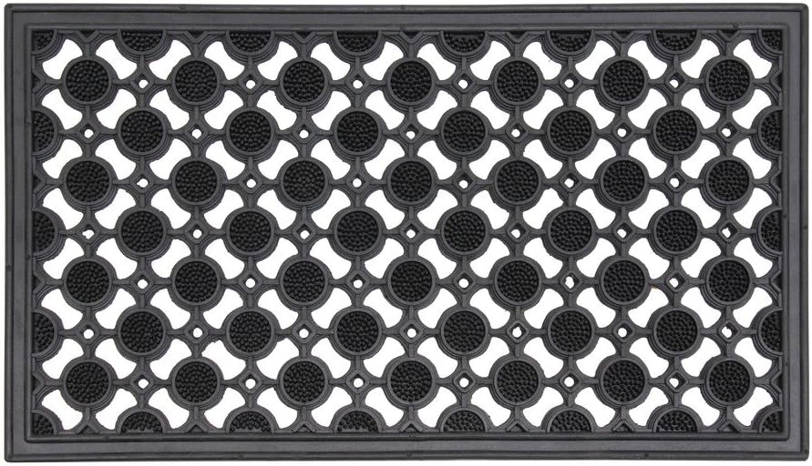 JVL Heavy Duty Rubber Elipse Circles Design Door Mat 40 X 70 Cm