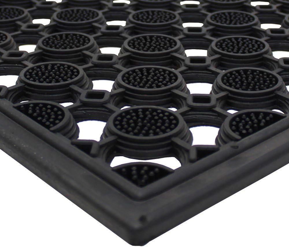 JVL Heavy Duty Rubber Elipse Circles Design Door Mat 40 X 70 Cm