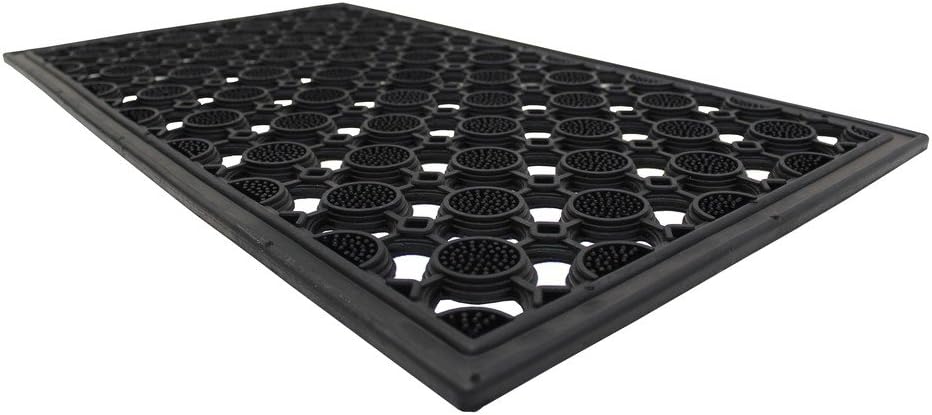 JVL Heavy Duty Rubber Elipse Circles Design Door Mat 40 X 70 Cm