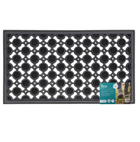 JVL Heavy Duty Rubber Elipse Circles Design Door Mat 40 X 70 Cm