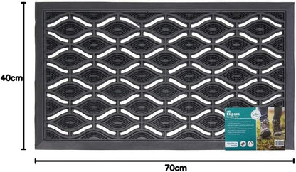 JVL Door Mat Elipses Rubber Scraper 40X70Cm