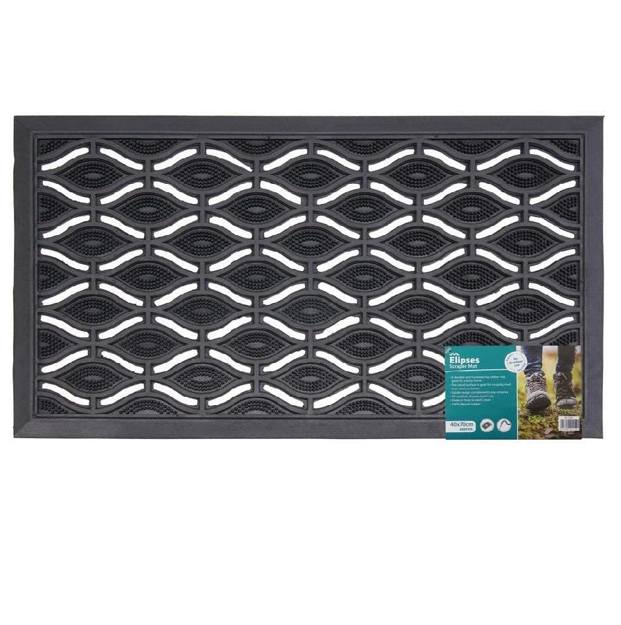 JVL Door Mat Elipses Rubber Scraper 40X70Cm