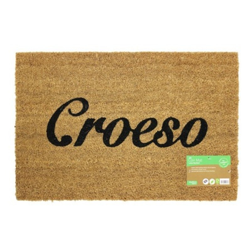 JVL Door Mat Croesco Coir Welsh/Cymru Welcome Greeting 40 x 60 cm