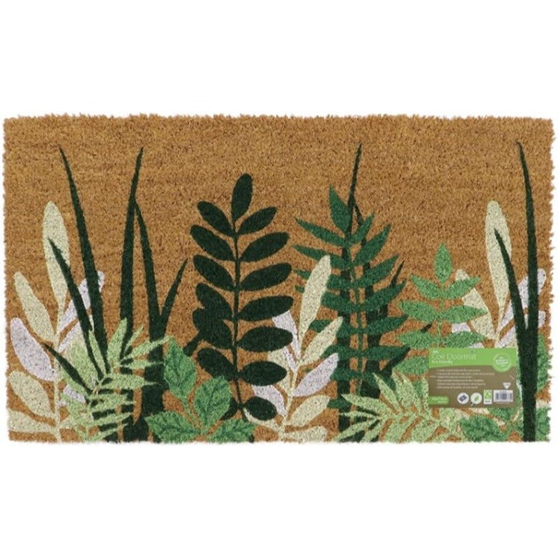 JVL Latex Coir Doormat- Greenery Door Mat 45X75Cm