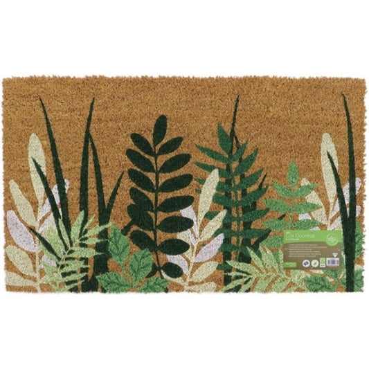JVL Latex Coir Doormat- Greenery Door Mat 45X75Cm
