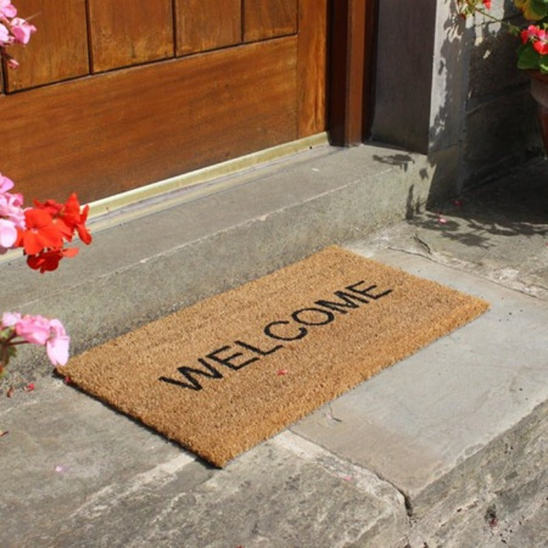 JVL Door Mat Coir Welcome X Natural 60cm / 33.5cm