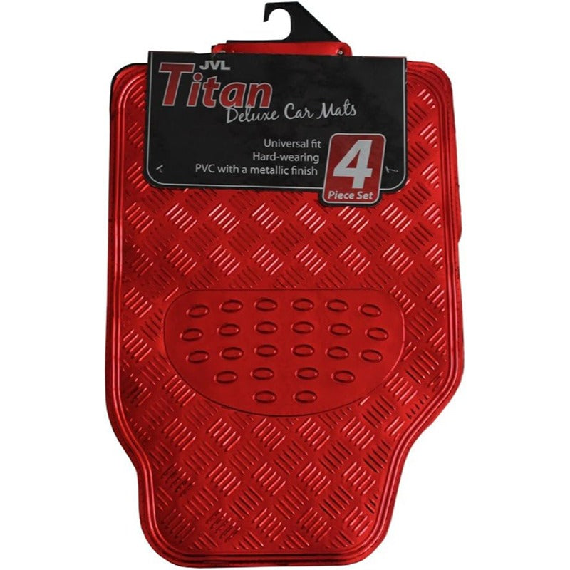 JVL Titan - Universal 4 Piece Car Mat Set Car Mats Red