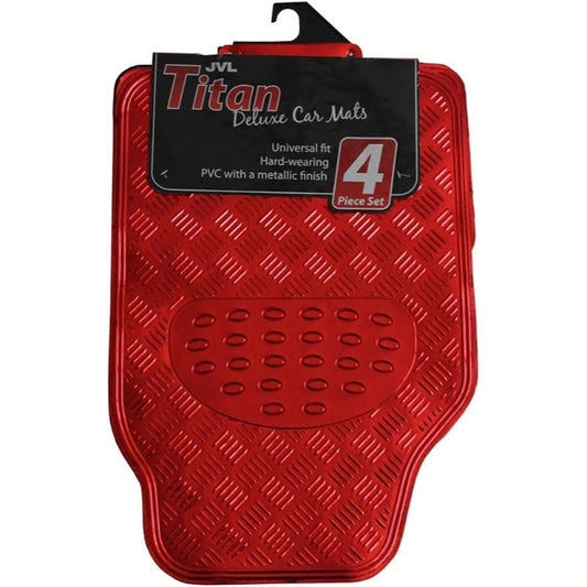 JVL Titan - Universal 4 Piece Car Mat Set Car Mats Red