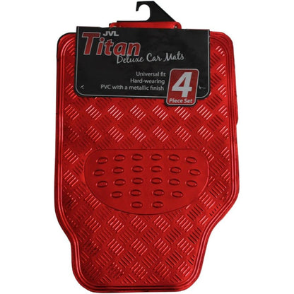 Titan - Universal 4 Piece Car Mat Set Red