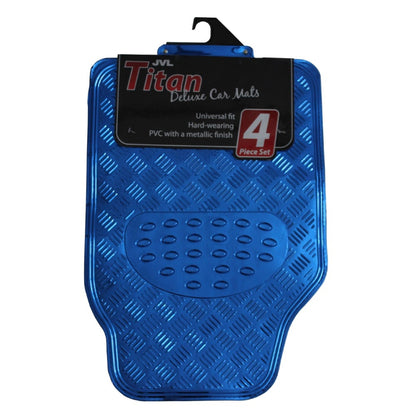 Titan - Universal 4 Piece Car Mat Set Blue