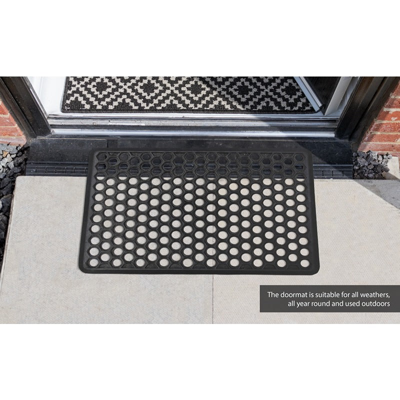 JVL Door Mat Honeycomb Outdoor Rubber Ring 40 x 60 cm