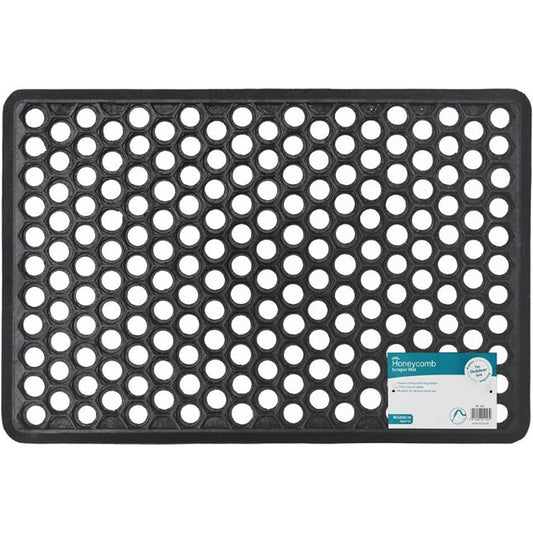 JVL Door Mat Honeycomb Outdoor Rubber Ring 40 x 60 cm