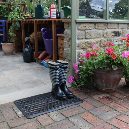 JVL Door Mat Honeycomb Outdoor Rubber Ring 40 x 60 cm