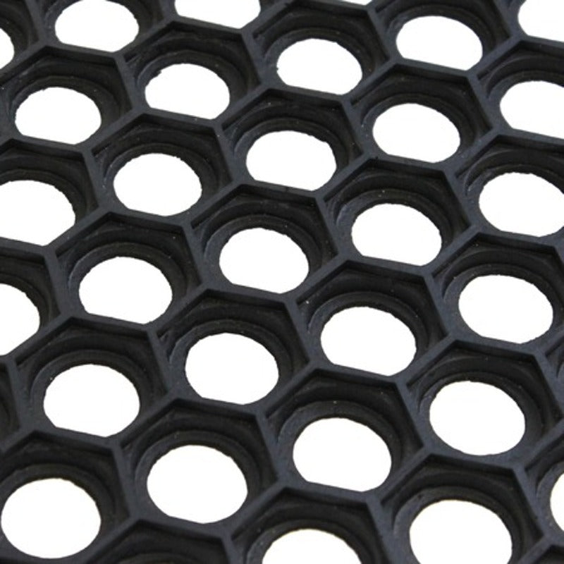JVL Door Mat Honeycomb Outdoor Rubber Ring 40 x 60 cm