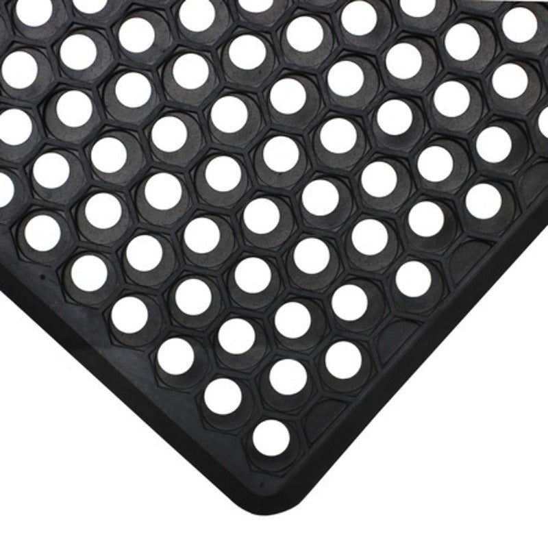 JVL Door Mat Honeycomb Outdoor Rubber Ring 40 x 60 cm