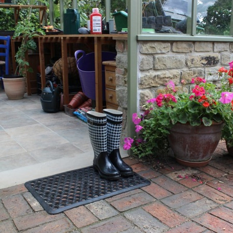 JVL Door Mat Honeycomb Outdoor Rubber Ring 40 x 60 cm
