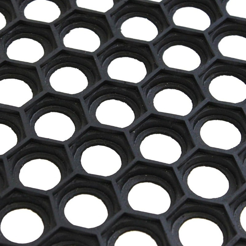 JVL Door Mat Honeycomb Outdoor Rubber Ring 40 x 60 cm