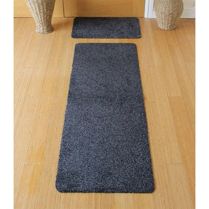 JVL Door Mat Runner Hall Doormat 50cm x Tanami Machine Washable Charcoal 150cm