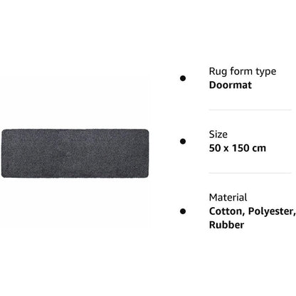 JVL Door Mat Runner Hall Doormat 50cm x Tanami Machine Washable Charcoal 150cm