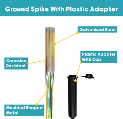 Soil Spear Spike Rotary airer Spike JVL Heavy Duty & Adaptor to Fit 32 and 40 m