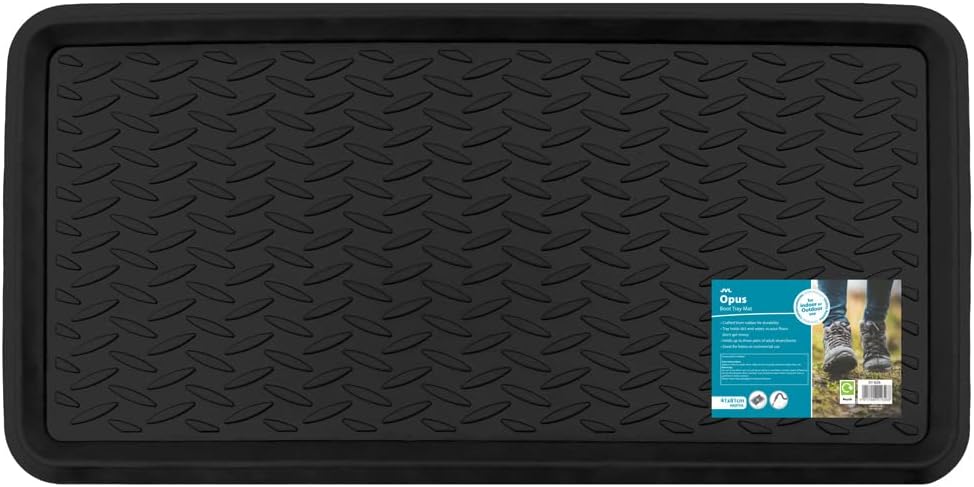 JVL Opus Moulded Rubber Boot Tray Mat, 41x81cm, Black , Pack of 1