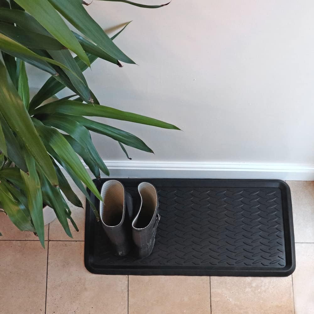 JVL Opus Moulded Rubber Boot Tray Mat, 41x81cm, Black , Pack of 1