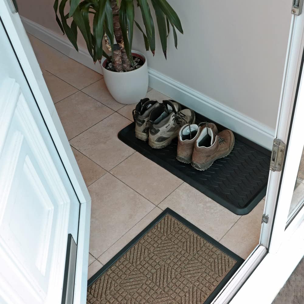 JVL Opus Moulded Rubber Boot Tray Mat, 41x81cm, Black , Pack of 1