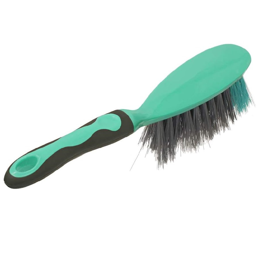 JVL Rubber Grip Dustpan and Bristle Brush Set, Grey/Turquoise