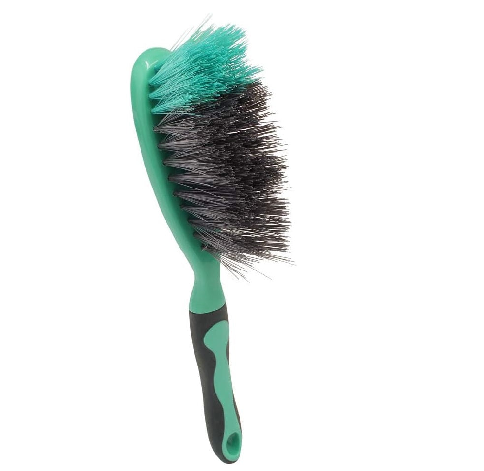 JVL Rubber Grip Dustpan and Bristle Brush Set, Grey/Turquoise