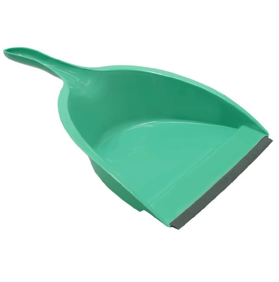 JVL Rubber Grip Dustpan and Bristle Brush Set, Turquoise/Grey