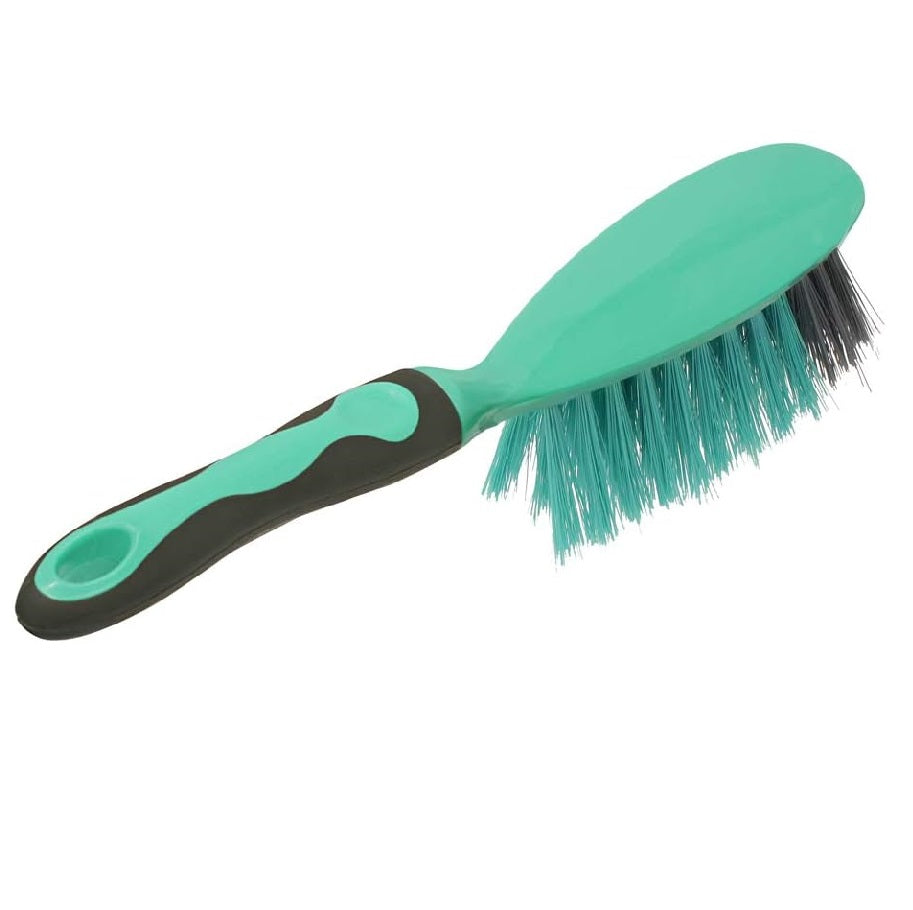 JVL Rubber Grip Dustpan and Bristle Brush Set, Turquoise/Grey