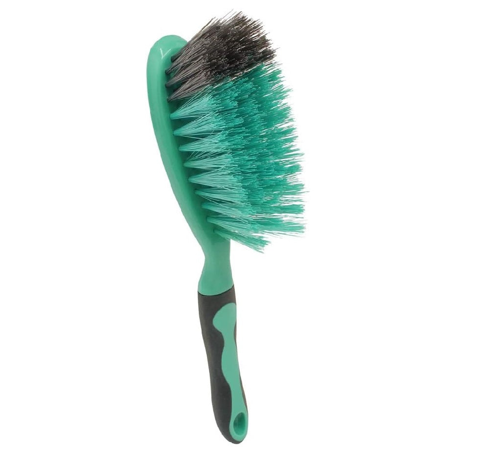 JVL Rubber Grip Dustpan and Bristle Brush Set, Turquoise/Grey