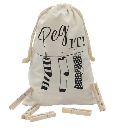 JVL Peg It, Peg Bag with Wooden Pegs, Pack of 100 (19-243)