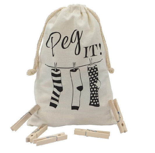 JVL Peg It, Peg Bag with Wooden Pegs, Pack of 100 (19-243)