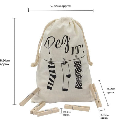 JVL Peg It, Peg Bag with Wooden Pegs, Pack of 100 (19-243)