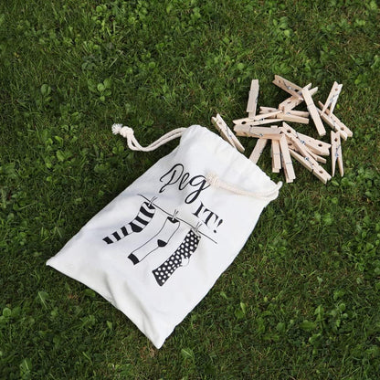 JVL Peg It, Peg Bag with Wooden Pegs, Pack of 100 (19-243)