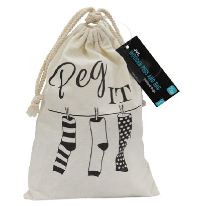JVL Peg It, Peg Bag with Wooden Pegs, Pack of 100 (19-243)
