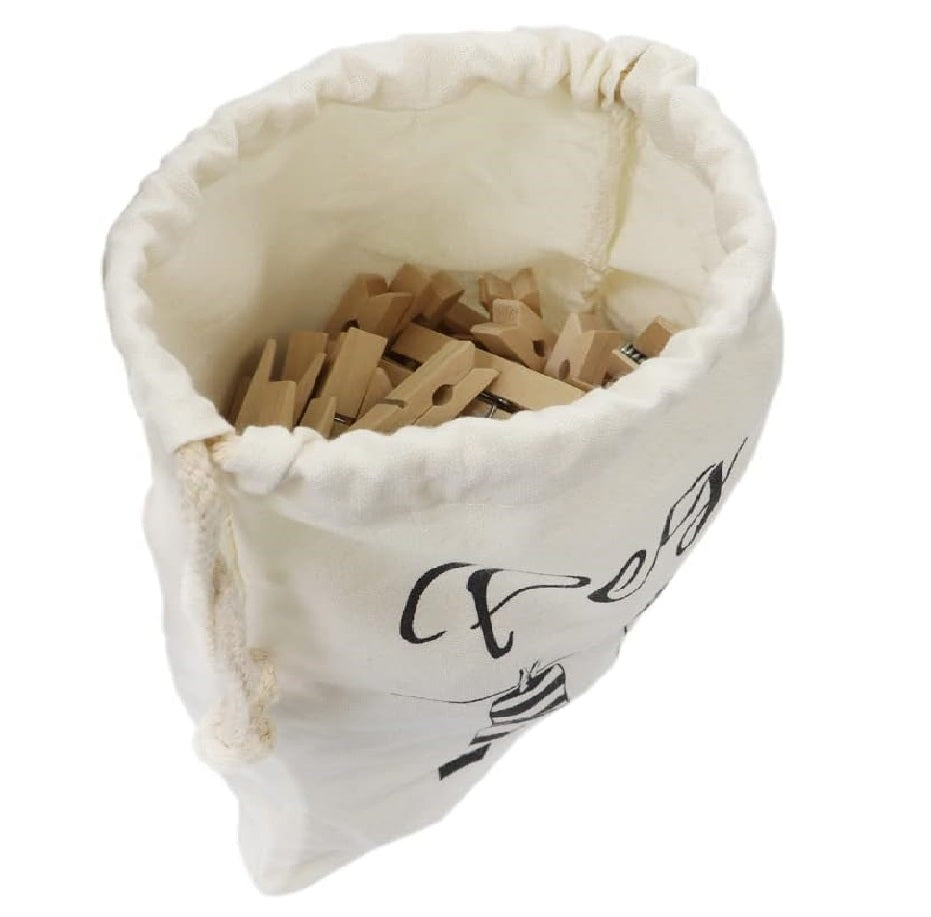 JVL Peg It, Peg Bag with Wooden Pegs, Pack of 100 (19-243)