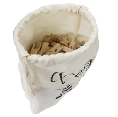 JVL Peg It, Peg Bag with Wooden Pegs, Pack of 100 (19-243)
